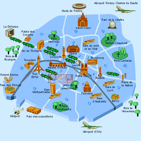 巴黎地图旅游图